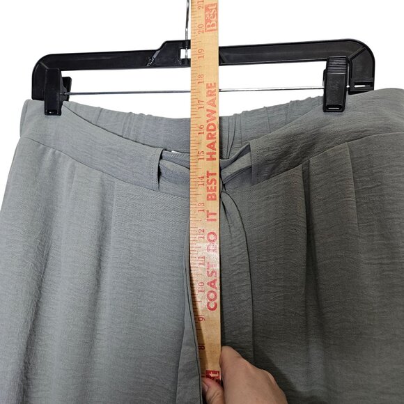Caracilia Gray High-Waisted Pants Wide‎ Leg Pull On Tie Waist L Beachy Work - Picture 9 of 11